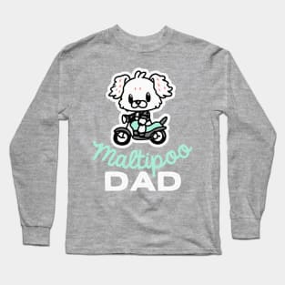 Maltipoo Dad Biker Dog Owner Retro Dog Father Long Sleeve T-Shirt